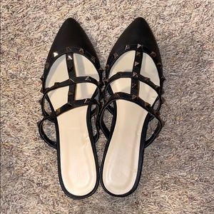 Black Studded Flat Valentino Lookalike